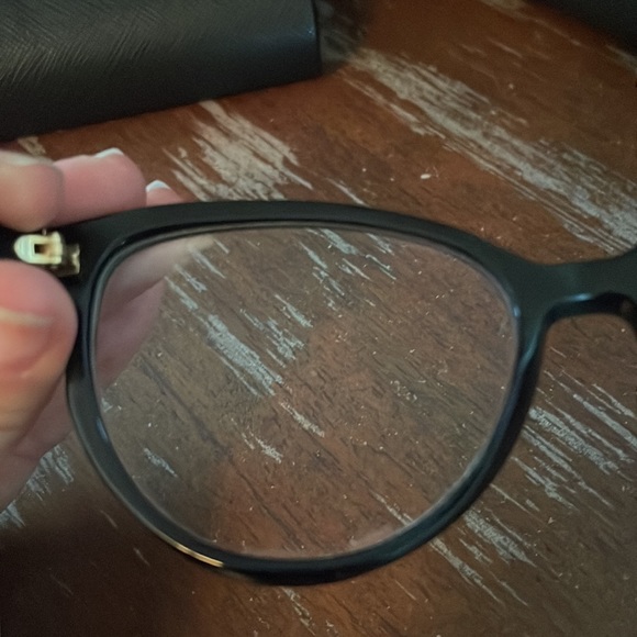 Prada VPR 01U 1AB-101 black gloss cat eye eyeglasses with black logo hard case - Picture 9 of 16